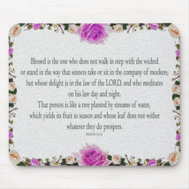 Psalm 1. Oljemålning Colorful Blommigt, LORD Law Musmatta (Framsidan)