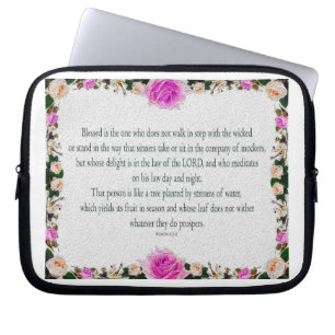 Psalm 1, Oljemålning, Lila Blommigt Laptop Fodral