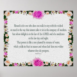 Psalm 1, Oljemålning, Lila Blommigt Poster