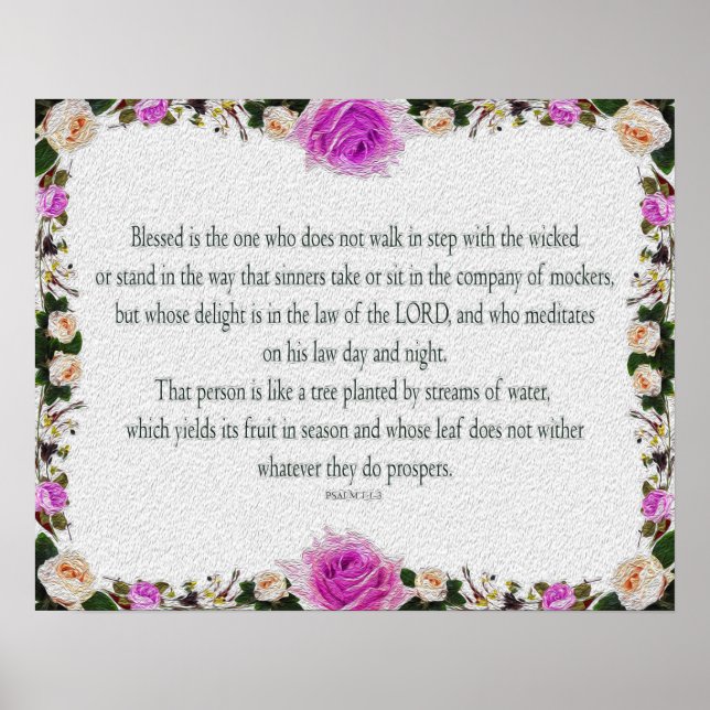 Psalm 1, Oljemålning, Lila Blommigt Poster (Framsidan)