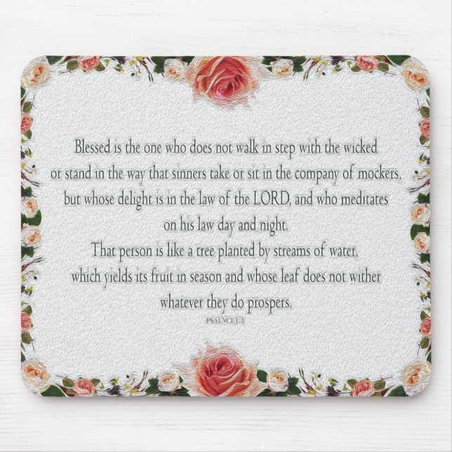 Psalm 1 Scripture Art Väg of the Righteous Musmatta (Framsidan)