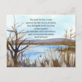 Psalm 1 Skrift Bibelvers Öken Sjö Berg Vykort