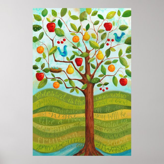 Psalm 1 Träd, planerad av floder av Vatten Skriv u Poster (Framsidan)