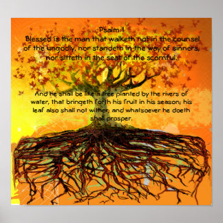 Psalm 1 välsignad är mannen som Walketh Poster