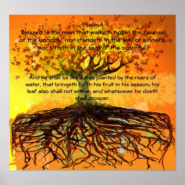 Psalm 1 välsignad är mannen som Walketh Poster (Framsidan)
