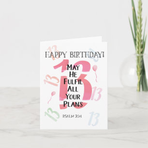Psalm 20:4 13th Birthday Christian Card Kort