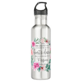 Psalm 20:4 Christian Bible Verse Rosa Blommigt