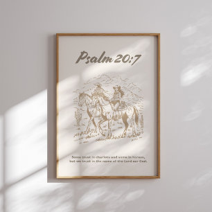 Psalm 20 7 Western Cowgirl Christian Wall Art Poster