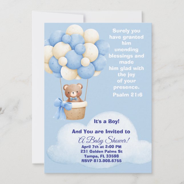 Psalm 21:6 Boy Baby Shower Invitation Inbjudningar (Framsida)