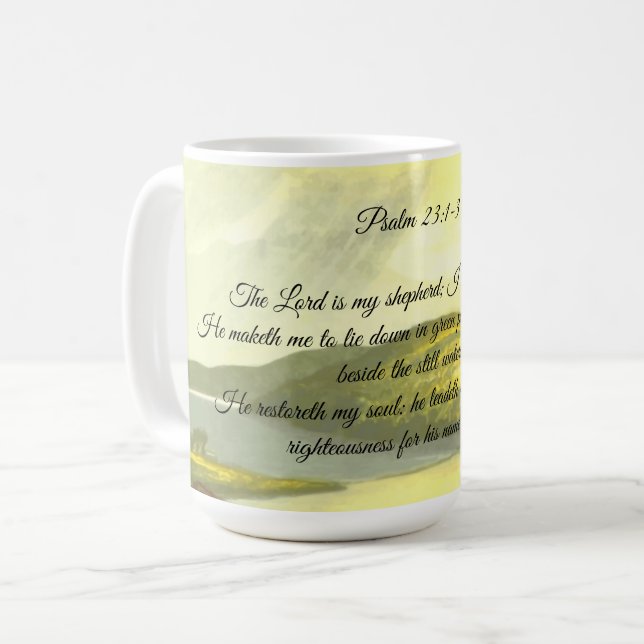 Psalm 23:1-3 Kaffe Mugg (Framsida vänster)