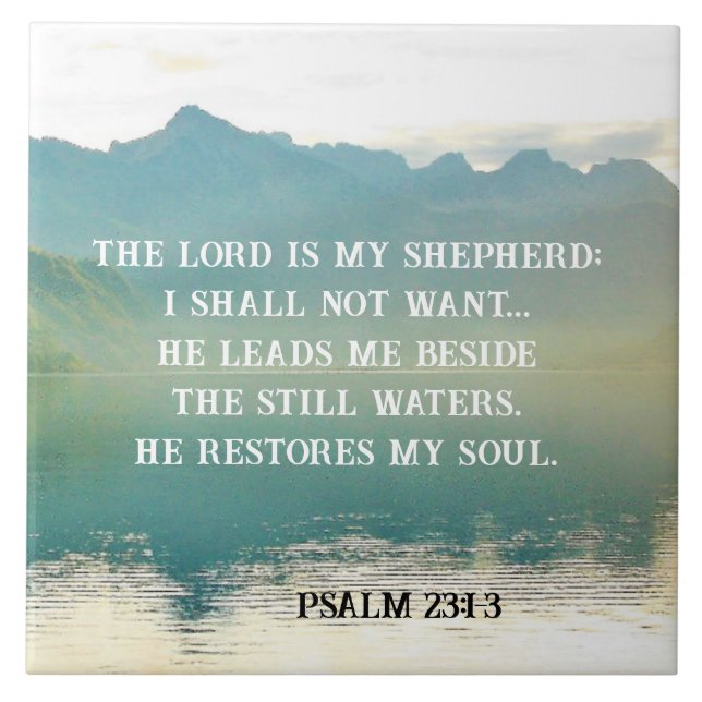 Psalm 23 1-3 LORD är min Shepherd Kakelplatta (Framsidan)