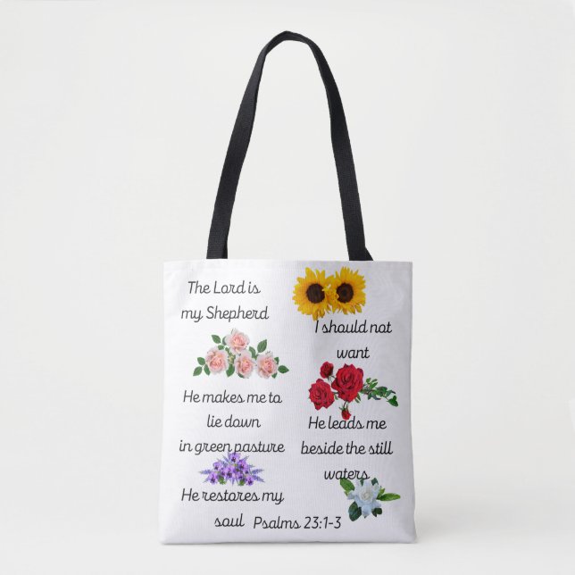 Psalm 23: 1--3 Shopping Tote Tygkasse (Framsida)