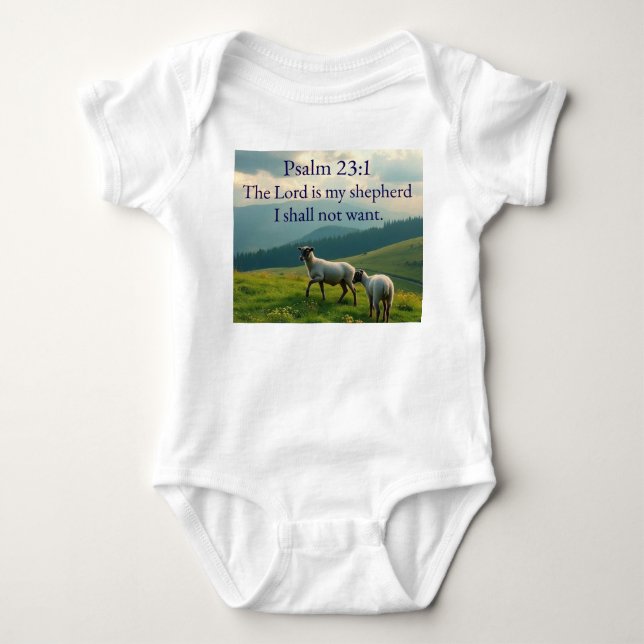 Psalm 23:1 Bibelvers Baby Body T Shirt (Framsida)