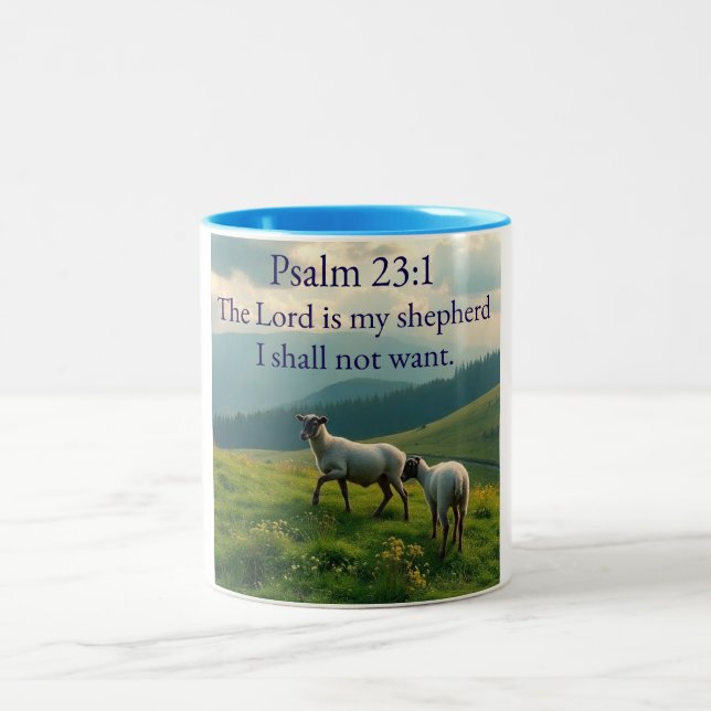 Psalm 23:1 Bibelvers Kaffe Mugg  (Center)