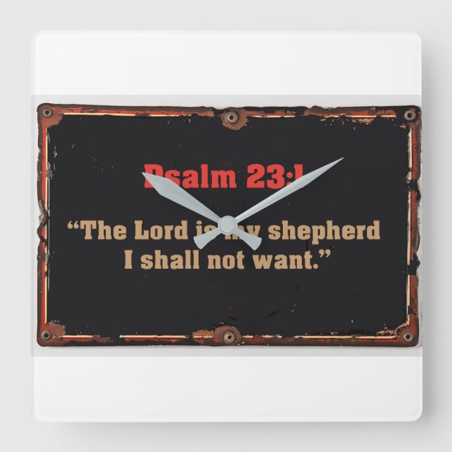 Psalm 23:1 Bibelvers Kristall väggklocka (Framsida)