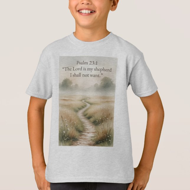 Psalm 23:1 Bibelvers Kristet Barn T-Shirt (Framsida)