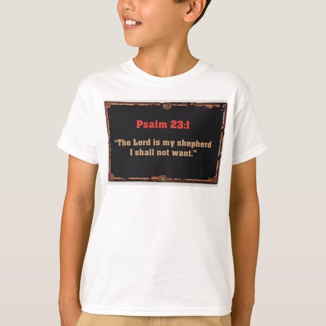 Psalm 23:1 Bibelvers Kristet Barns T-Shirt (Framsida)
