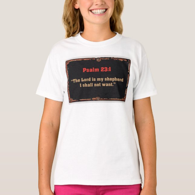 Psalm 23:1 Bibelvers Kristet Tjej T-Shirt (Framsida)