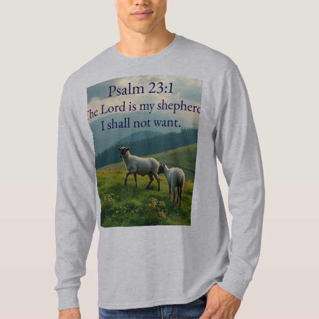Psalm 23:1 Bibelvers Mäns Långärmad T-Shirt  (Framsida)