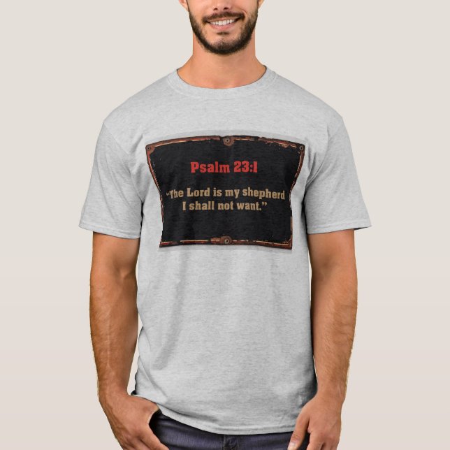 Psalm 23:1 Bibelvers Mäns T-Shirt (Framsida)