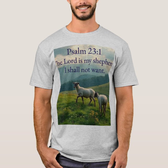 Psalm 23:1 Bibelvers Mäns T-Shirt (Framsida)