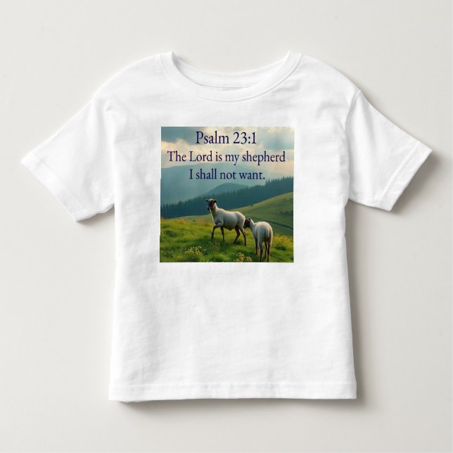 Psalm 23:1 Bible Verse Toddler's Tee Shirt (Framsida)