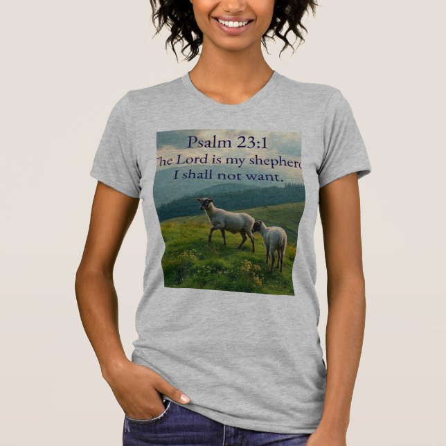 Psalm 23:1 Bible Verse Women's Tee Shirt (Framsida)