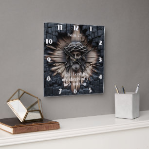 Psalm 23:1 Carved Jesus Wood Fyrkantig Klocka