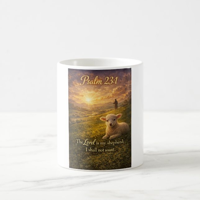 Psalm 23:1 Christian Lamb Coffee Mug Kaffemugg (Center)