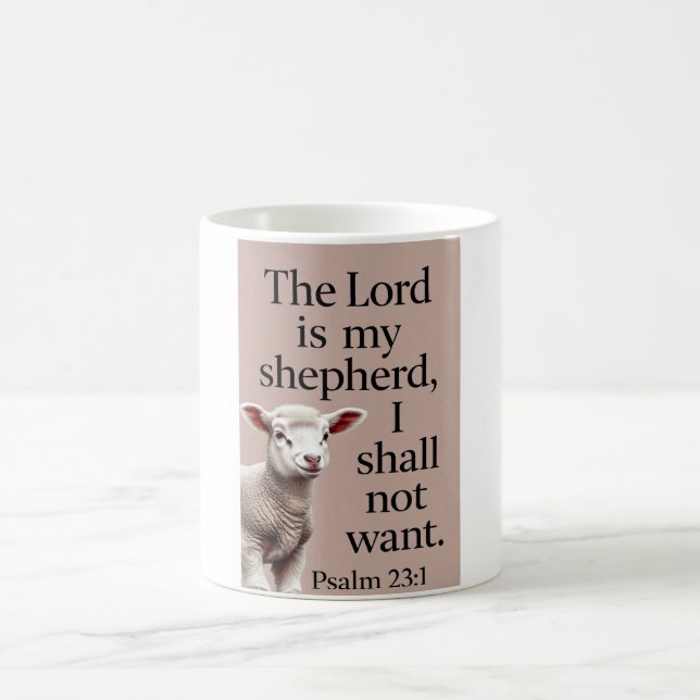 Psalm 23:1 Christian Lamb Coffee Mug Kaffemugg (Center)