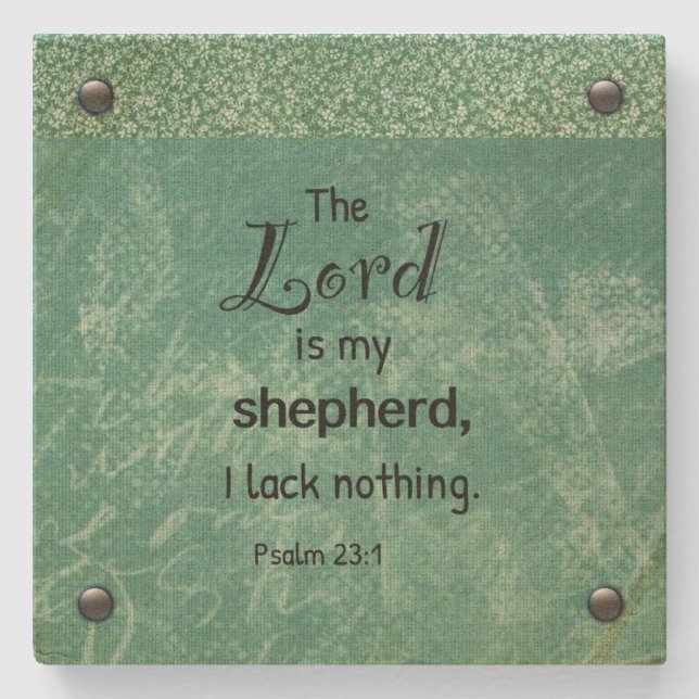 Psalm 23:1 Christian Typography Design Stenunderlägg (Framsidan)