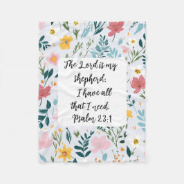 Psalm 23:1 Floral Fleece Blanket