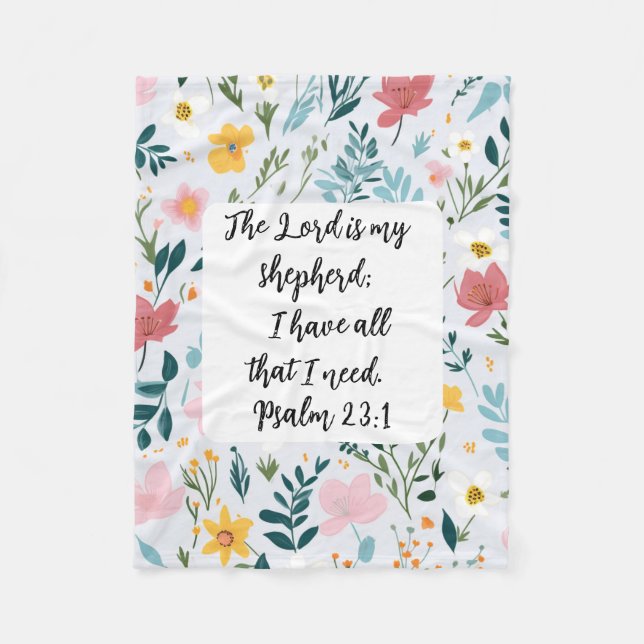 Psalm 23:1 Floral Fleece Blanket (Framsidan)