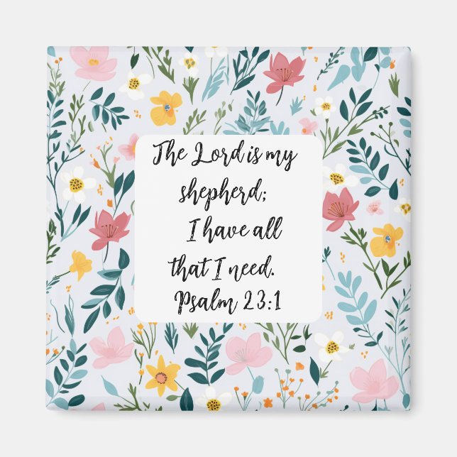 Psalm 23:1 Floral Magnet (Framsidan)