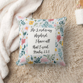 Psalm 23:1 Floral Throw Pillow Kudde