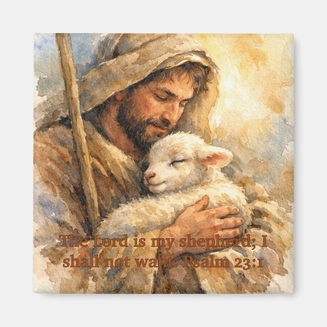 Psalm 23:1 Goda herden fyrkantig prydnad Magnet (Framsidan)