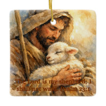 Psalm 23:1 Good Shepherd Square Ornament
