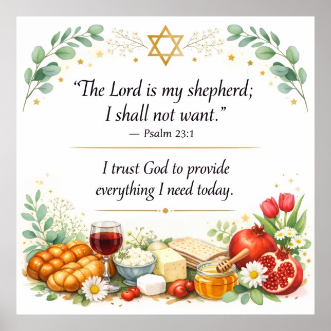 Psalm 23:1 Hemdekor, Messiansk judisk present, Poster (Framsidan)