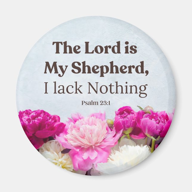Psalm 23:1 Herren är min Shepherd-Blommigt Magnet (Framsidan)