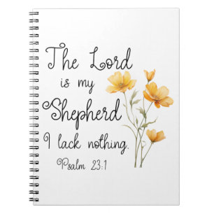 Psalm 23:1 Herren är min Shepherd Gult Flower Anteckningsbok