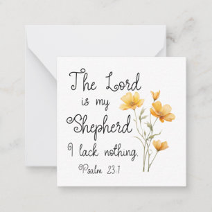 Psalm 23:1 Herren är min Shepherd Gult Flower Anteckningskort