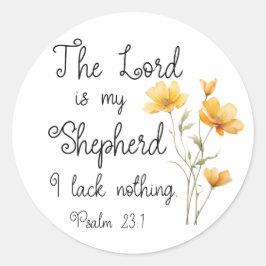 Psalm 23:1 Herren är min Shepherd Gult Flower Runt Klistermärke