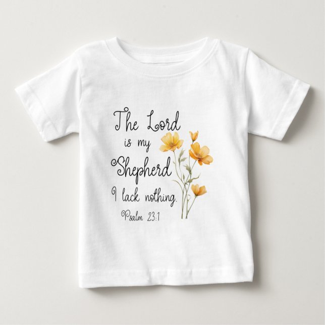 Psalm 23:1 Herren är min Shepherd Gult Flower T Shirt (Framsida)