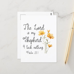 Psalm 23:1 Herren är min Shepherd Gult Flower Vykort