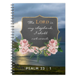 Psalm 23: 1 inspirerande bibel-verse - bärbar dato anteckningsbok