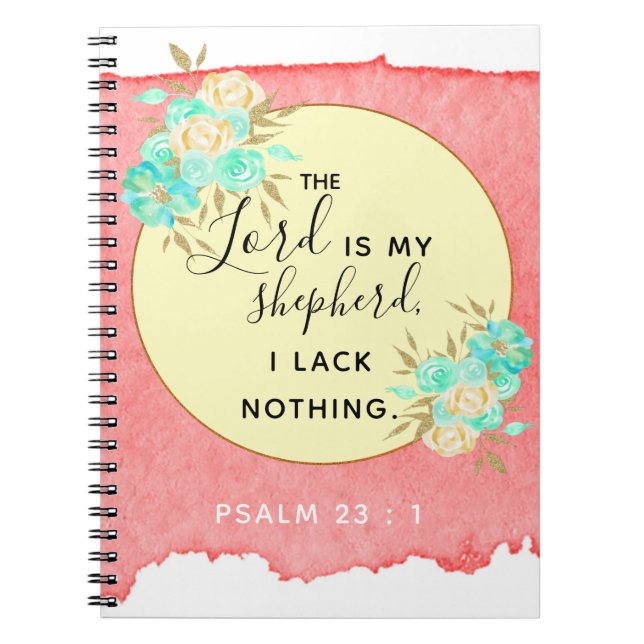 Psalm 23:1 inspirerande bibelsvit - bärbar dator anteckningsbok (Framsidan)