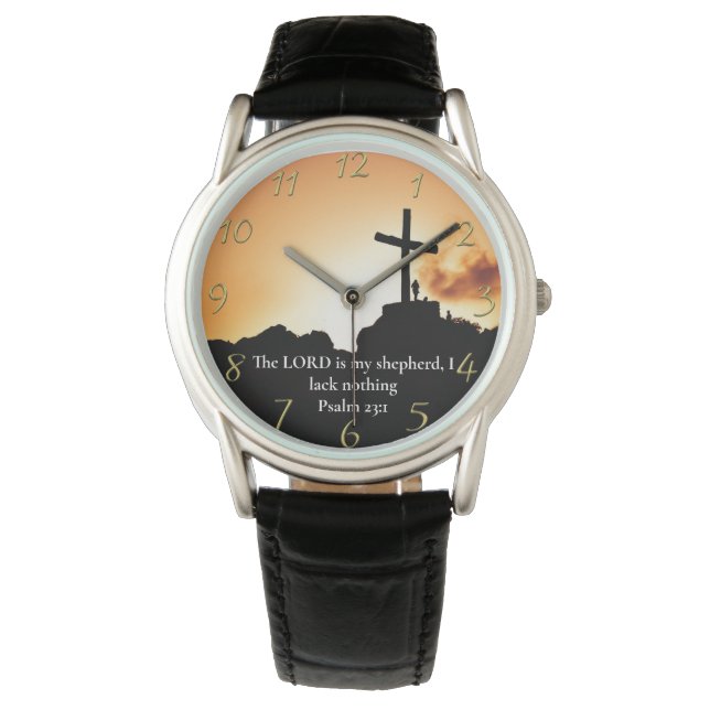 Psalm 23:1 kor på ett berg armbandsur (Framsida)