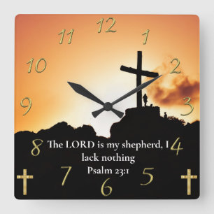 Psalm 23:1 kor på ett berg fyrkantig klocka