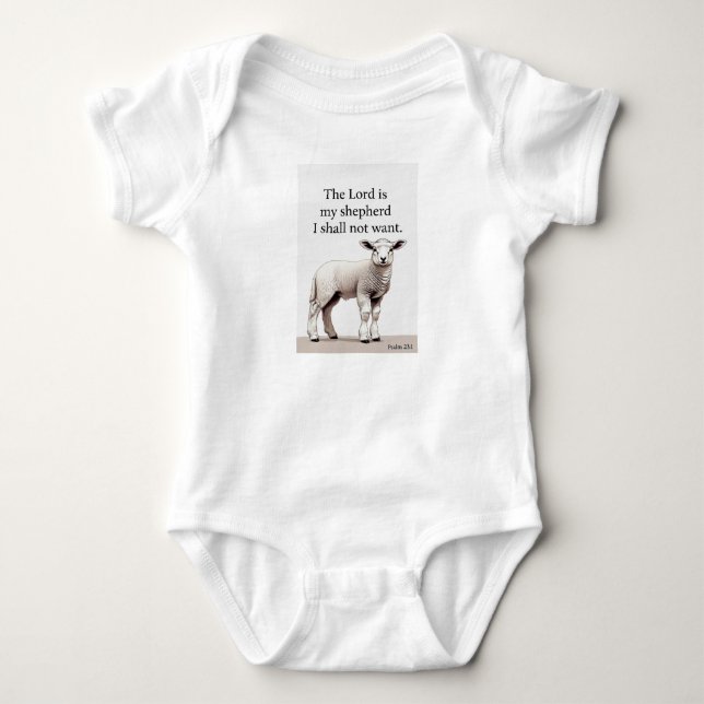 Psalm 23:1 Kristet lamm Babydräkt T Shirt (Framsida)
