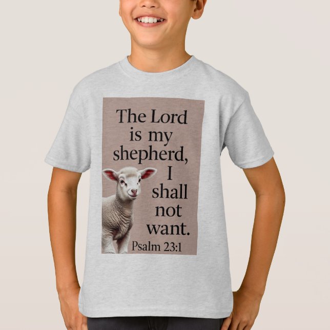 Psalm 23:1 Kristet lamm barn t-shirt (Framsida)